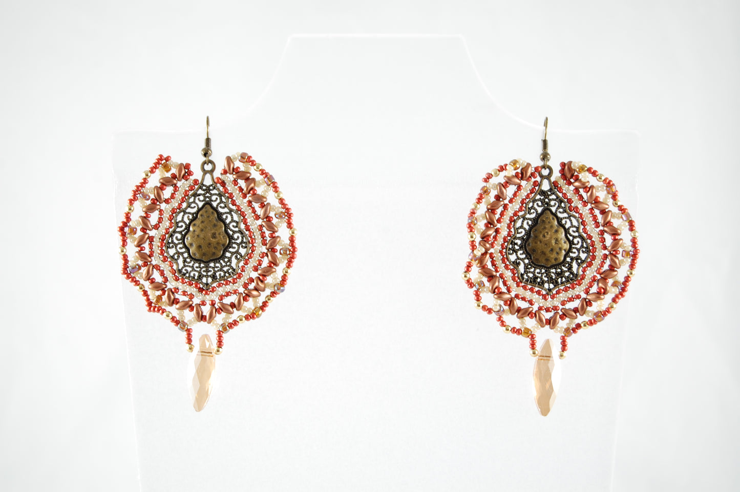 Autumn Sunset Boho Beaded Drop Earrings