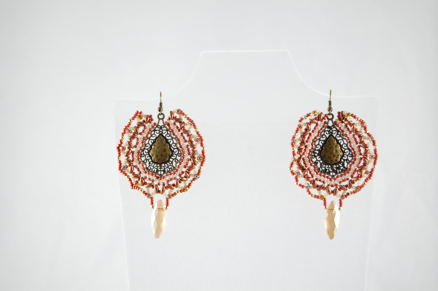 Autumn Sunset Boho Beaded Drop Earrings