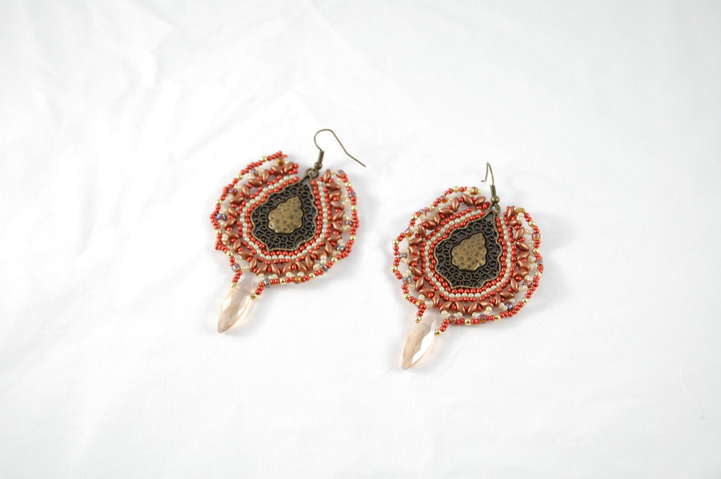 Autumn Sunset Boho Beaded Drop Earrings
