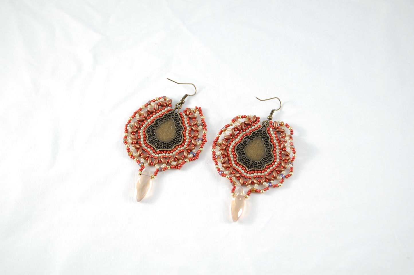 Autumn Sunset Boho Beaded Drop Earrings
