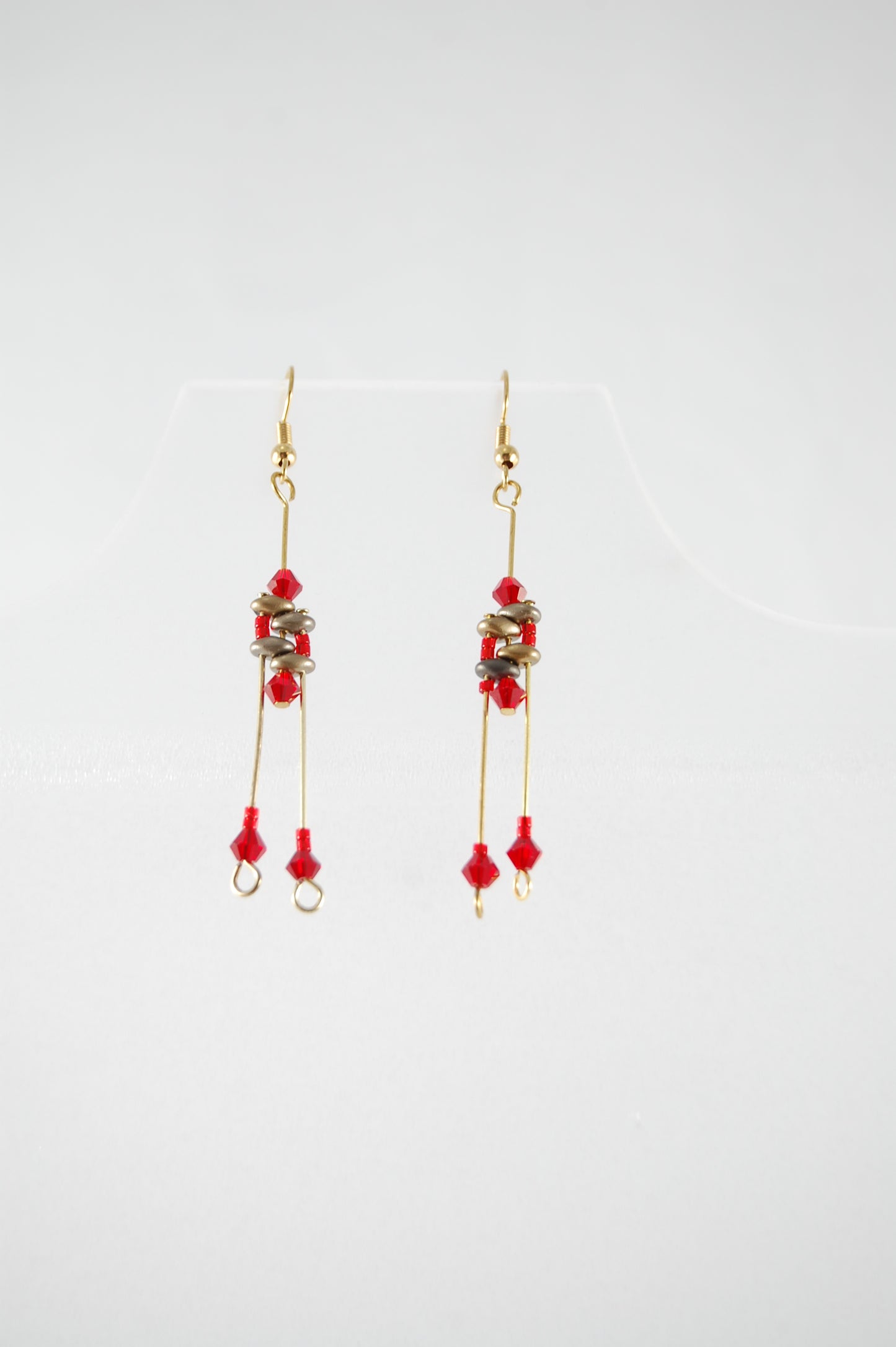 Crimson Crystal Linear Drop Earrings