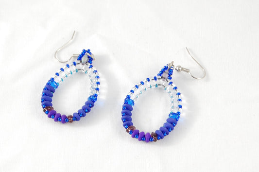 Blue Ombre Beaded Teardrop Earrings