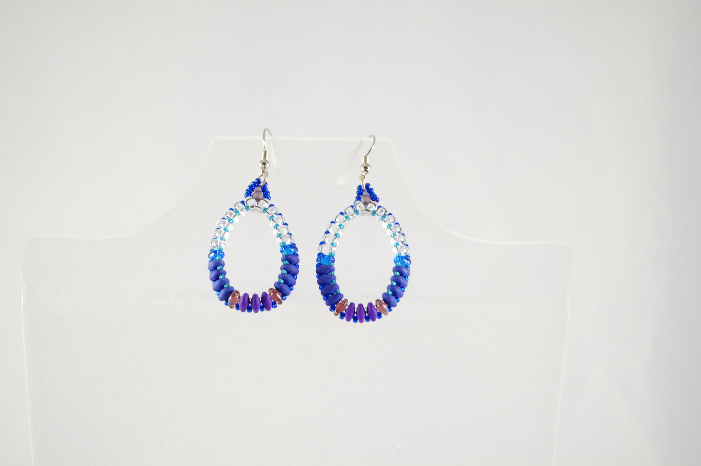 Blue Ombre Beaded Teardrop Earrings