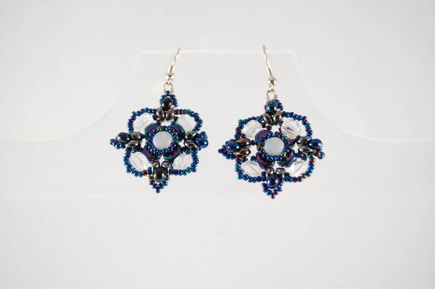 Midnight Bloom Beaded Earrings