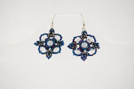 Midnight Bloom Beaded Earrings