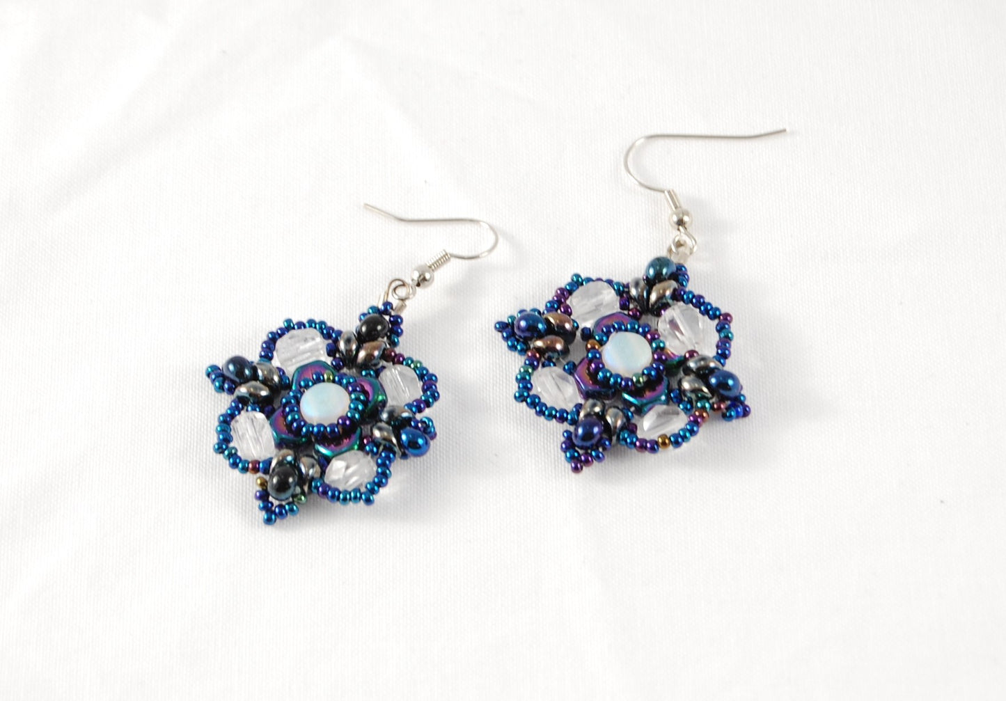 Midnight Bloom Beaded Earrings