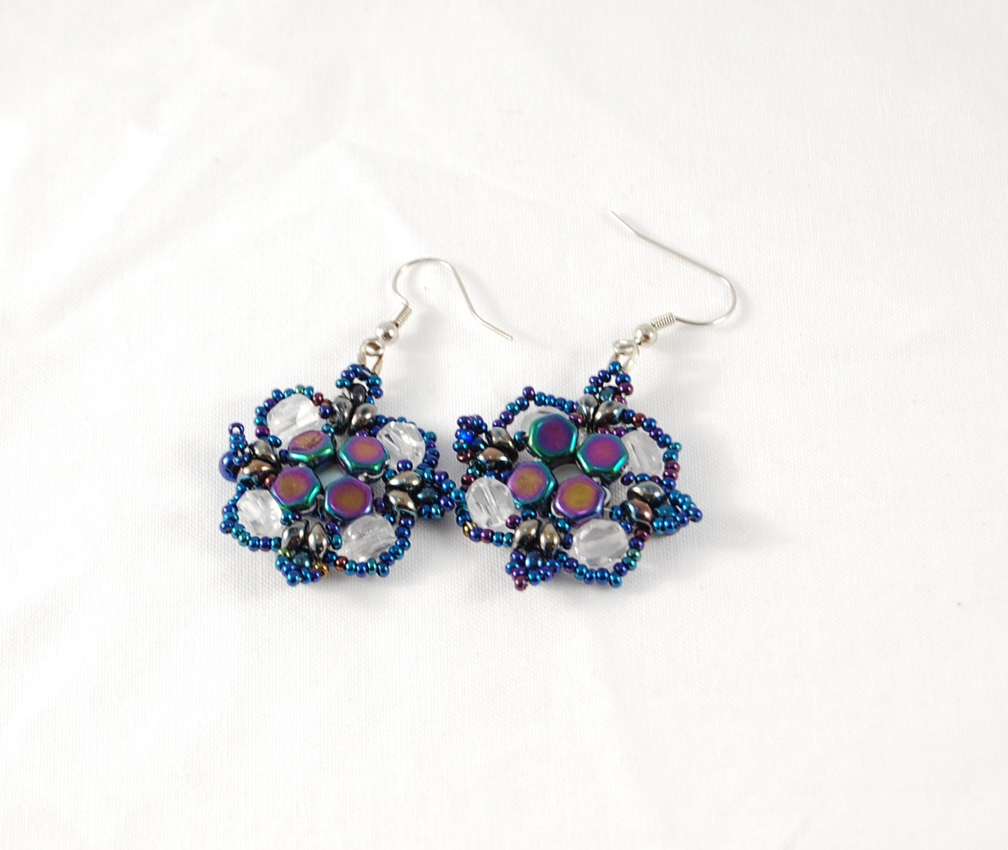 Midnight Bloom Beaded Earrings