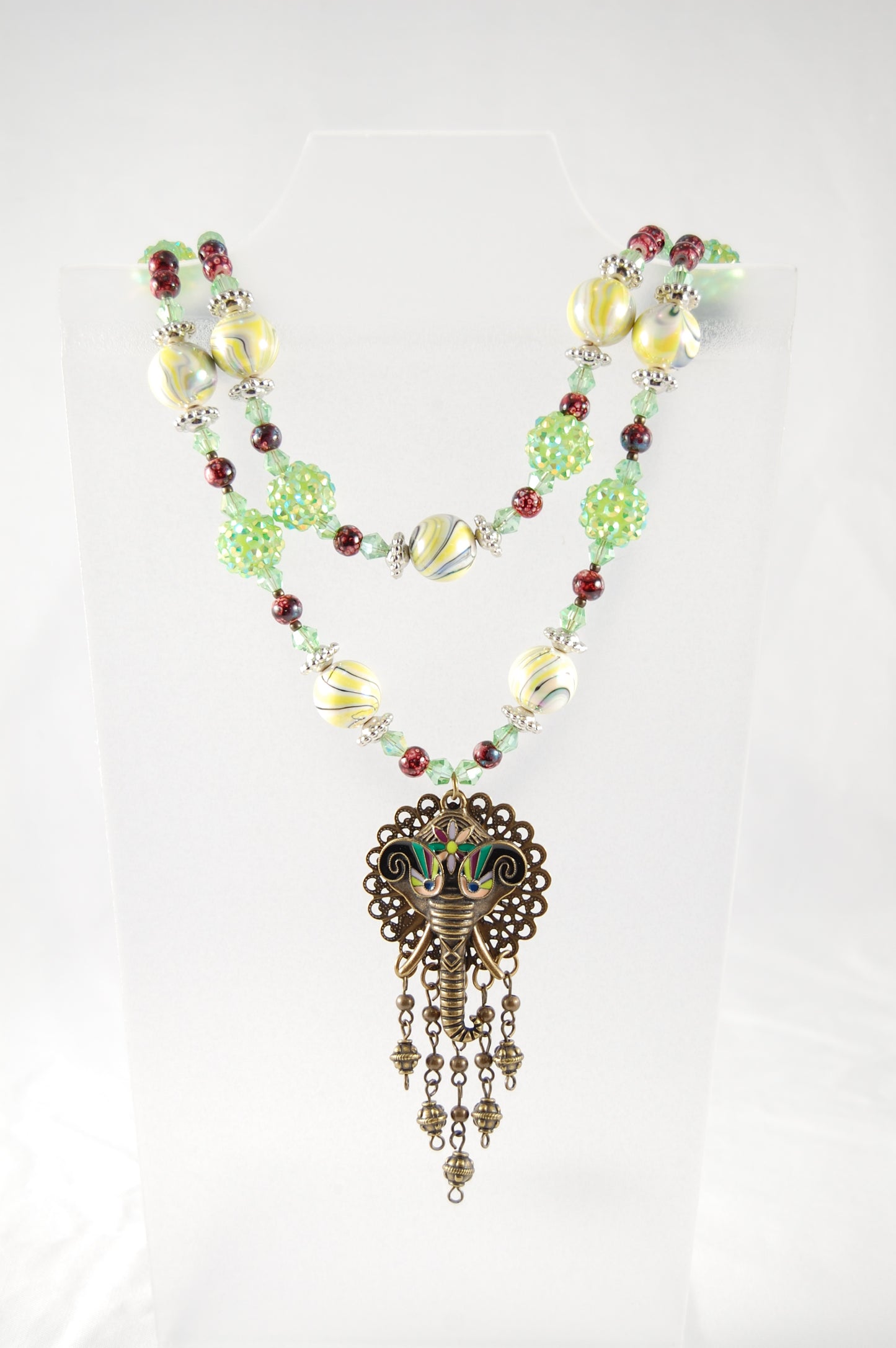 Elephant Pendant Beaded Necklace