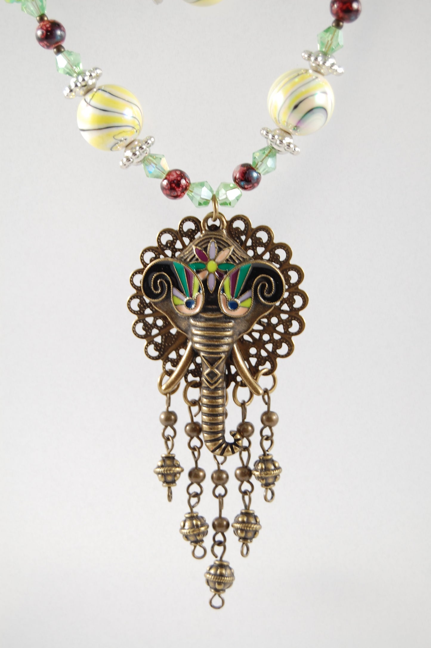 Elephant Pendant Beaded Necklace
