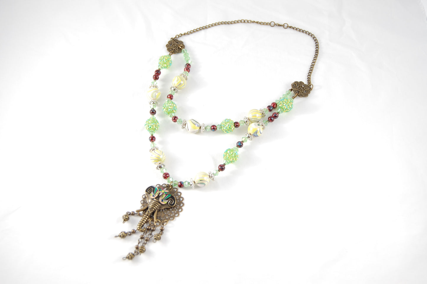 Elephant Pendant Beaded Necklace