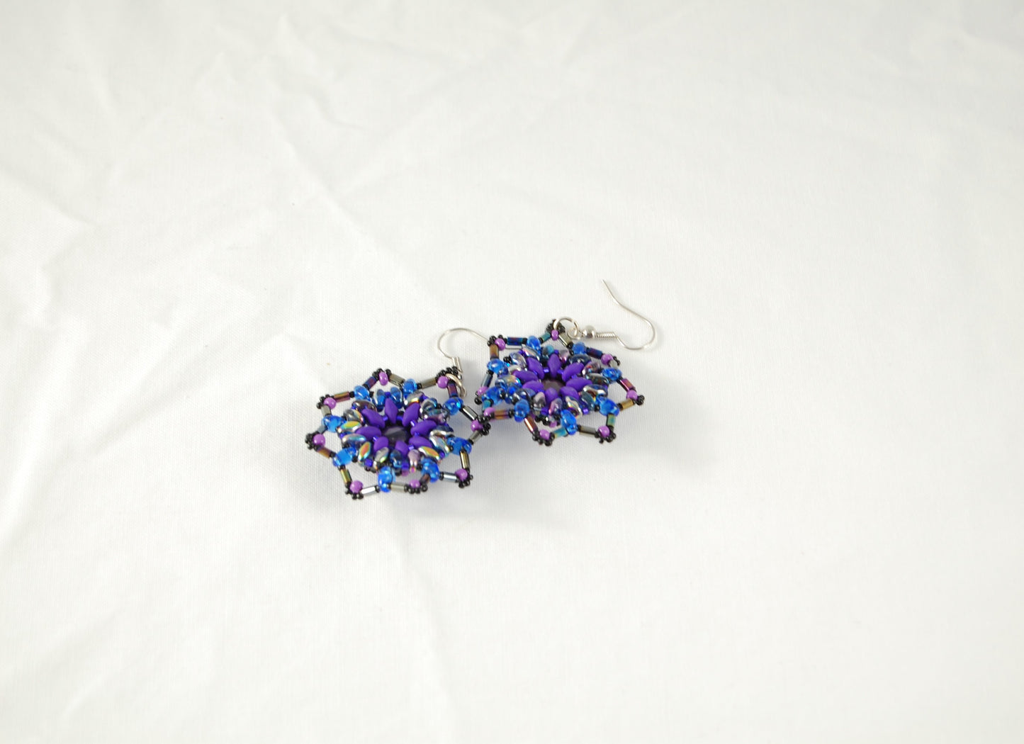 Purple and Blue Mandala Statement Necklace & Earring Set