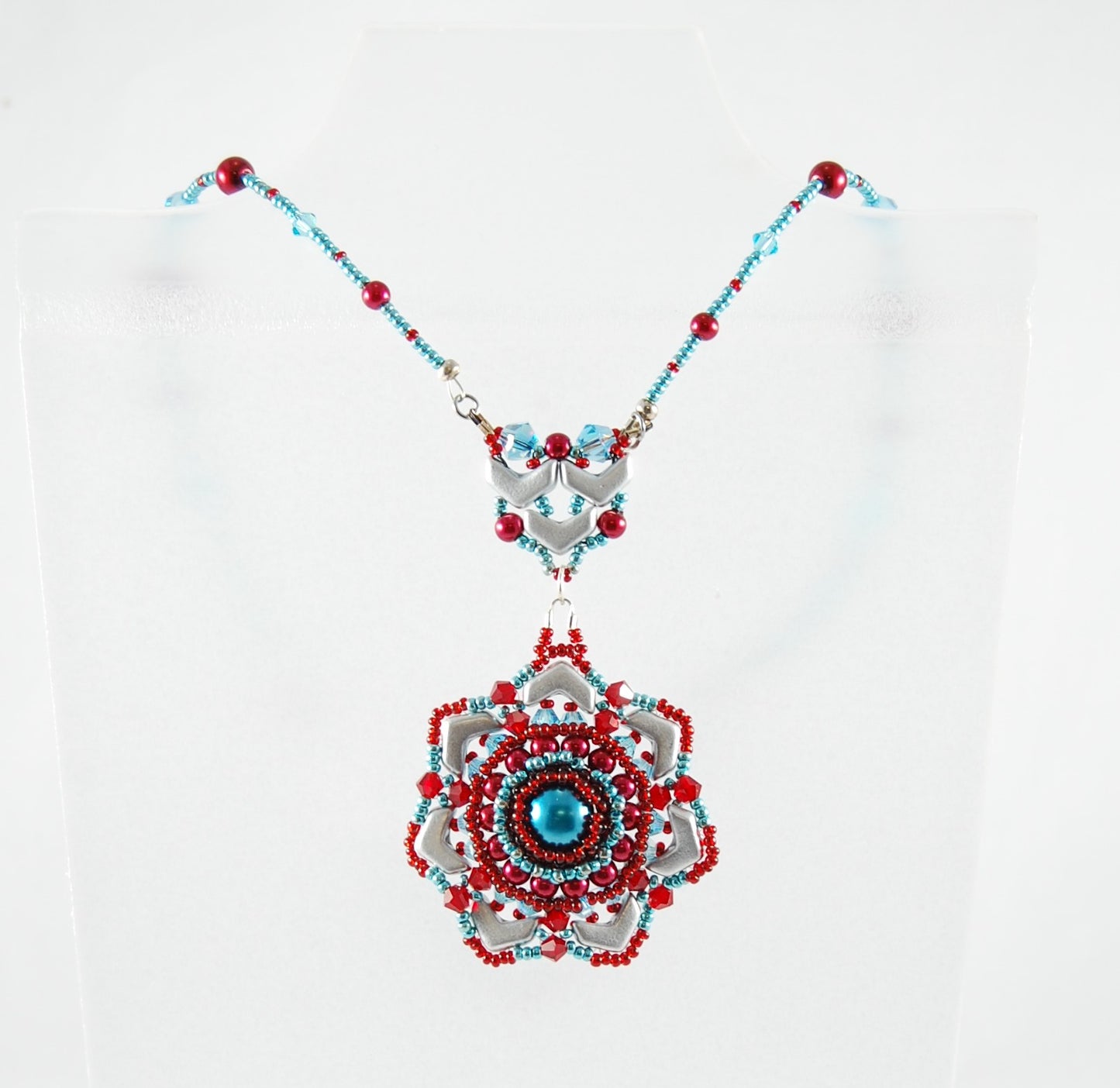 Celestial Bloom Beaded Pendant Necklace