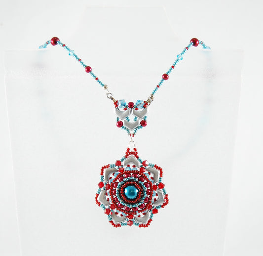 Celestial Bloom Beaded Pendant Necklace