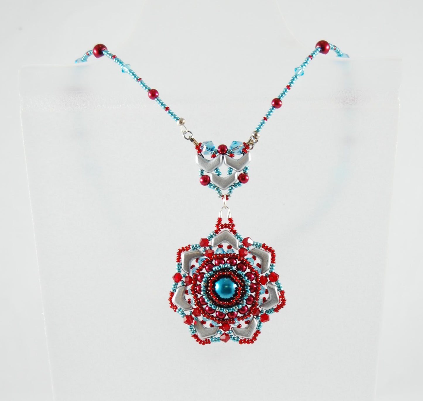 Celestial Bloom Beaded Pendant Necklace