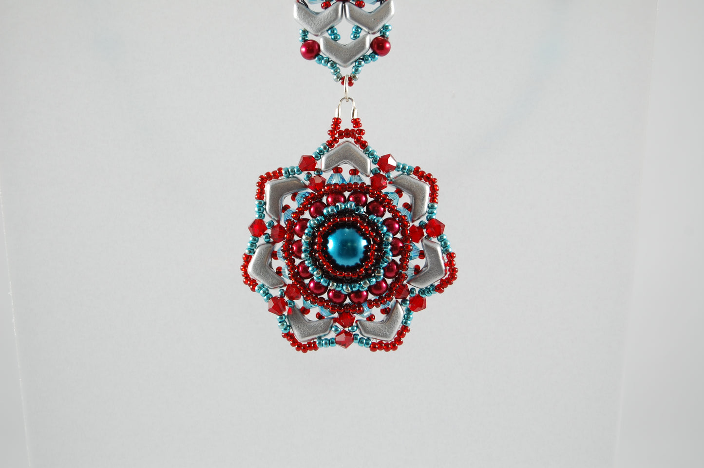 Celestial Bloom Beaded Pendant Necklace