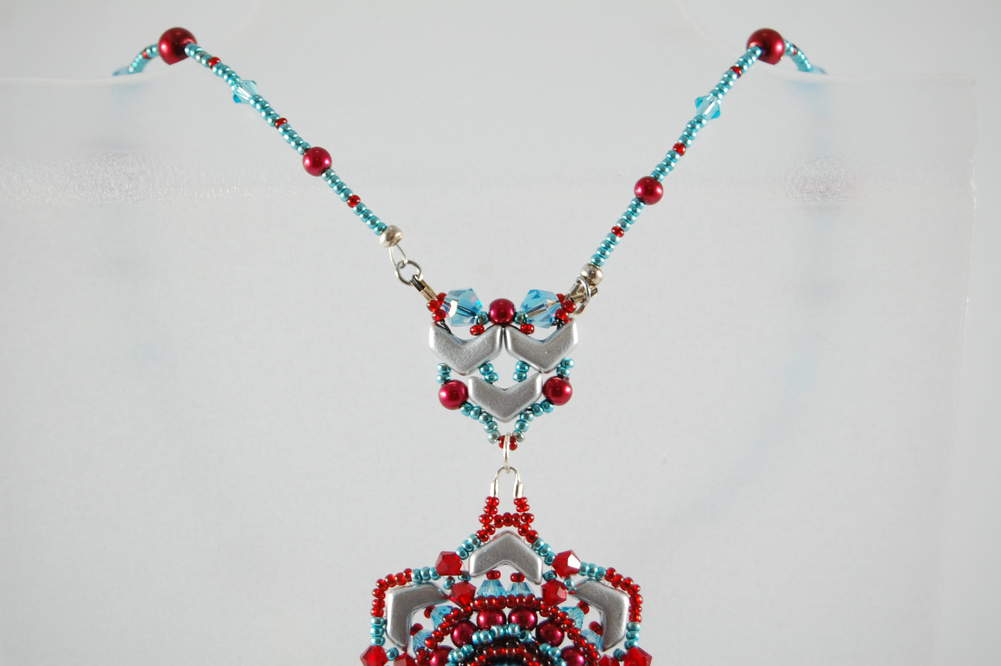 Celestial Bloom Beaded Pendant Necklace