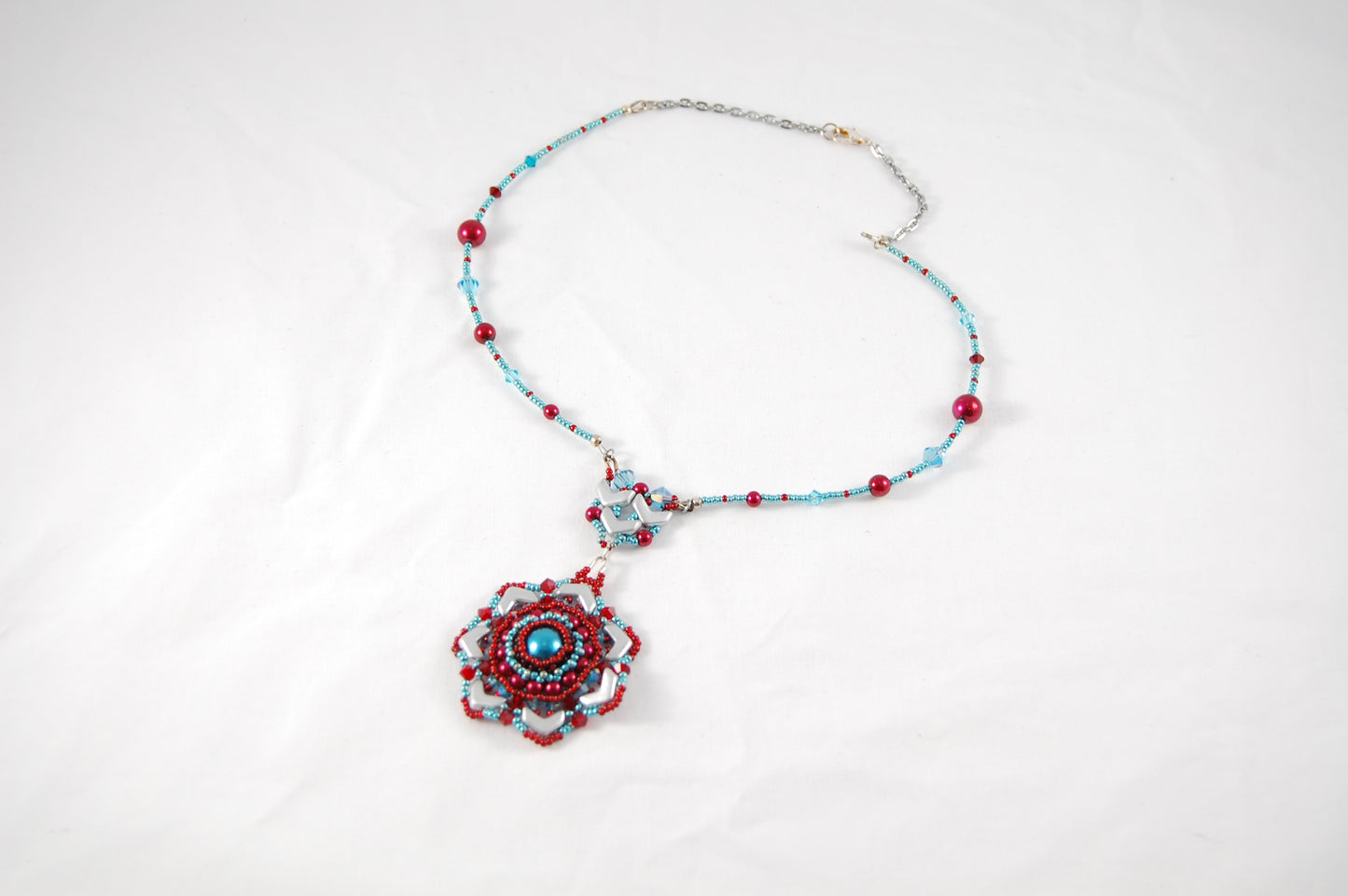 Celestial Bloom Beaded Pendant Necklace