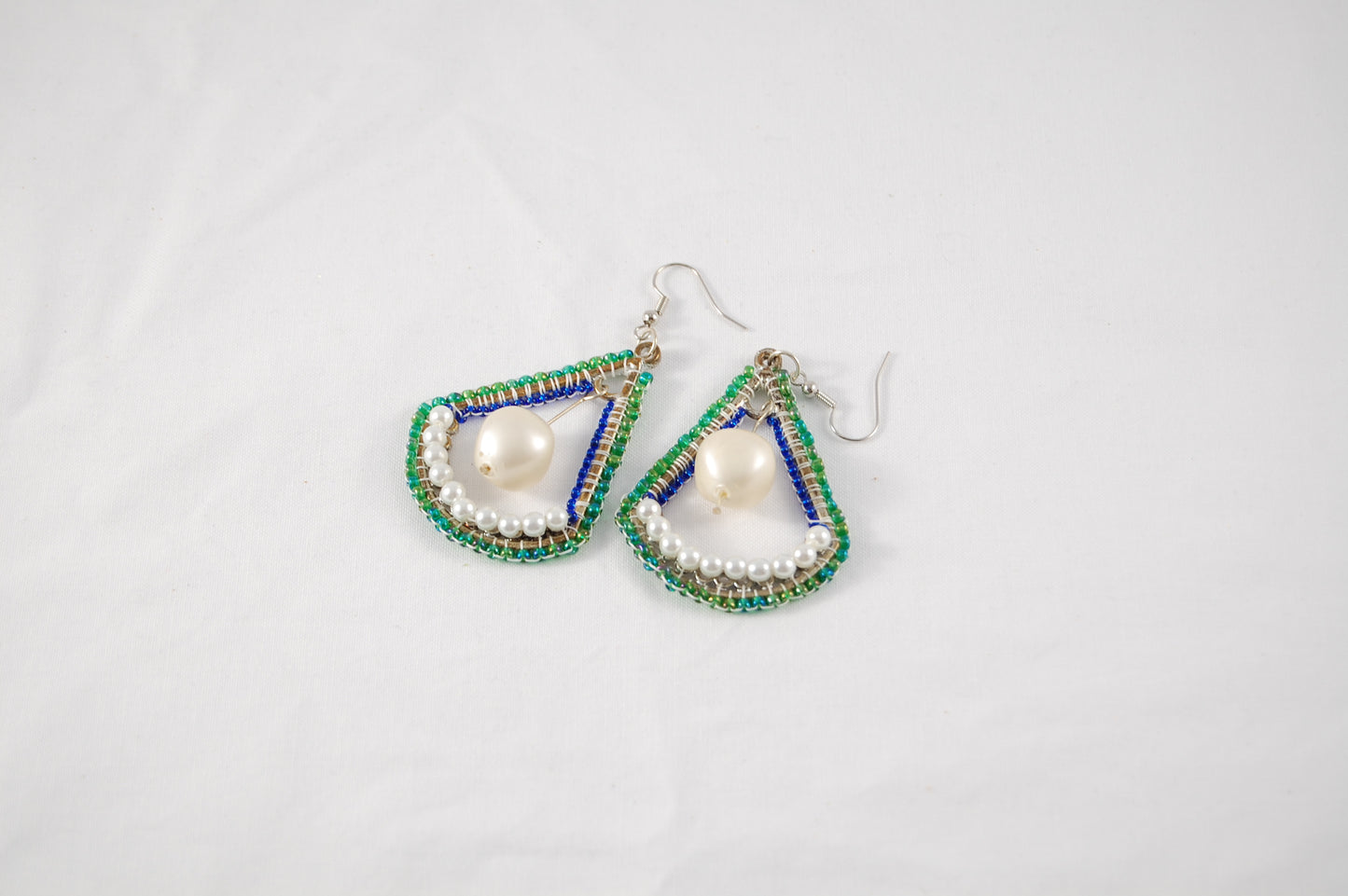 Repurposed Pearl Wirework Drop Earrings