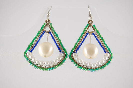 Repurposed Pearl Wirework Drop Earrings