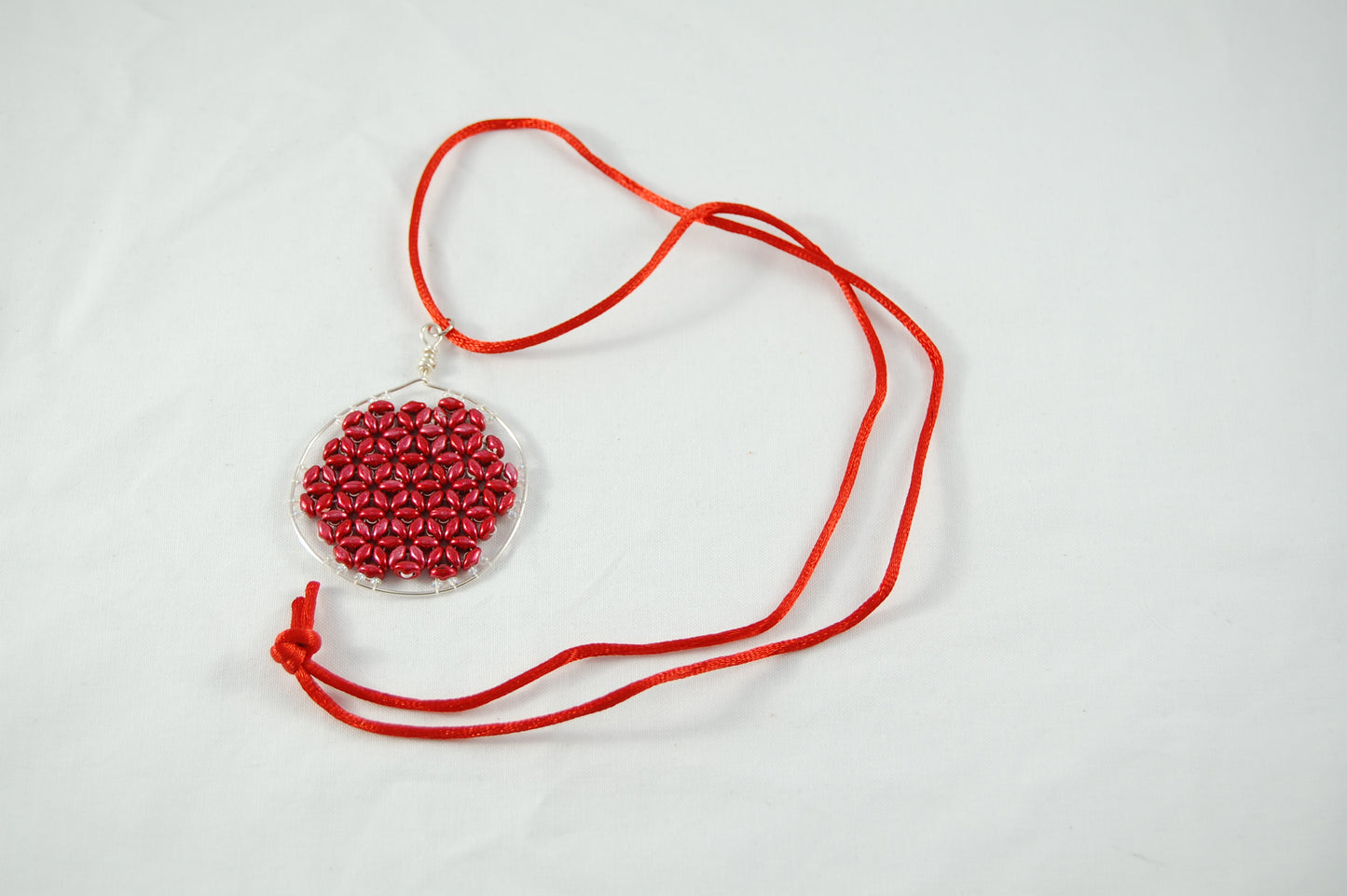 Crimson Flower of Life Pendant Necklace