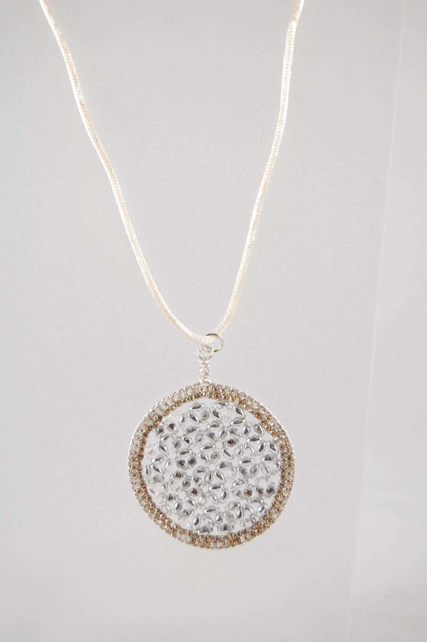 Crystal Flower of Life Sacred Geometry Pendant.
