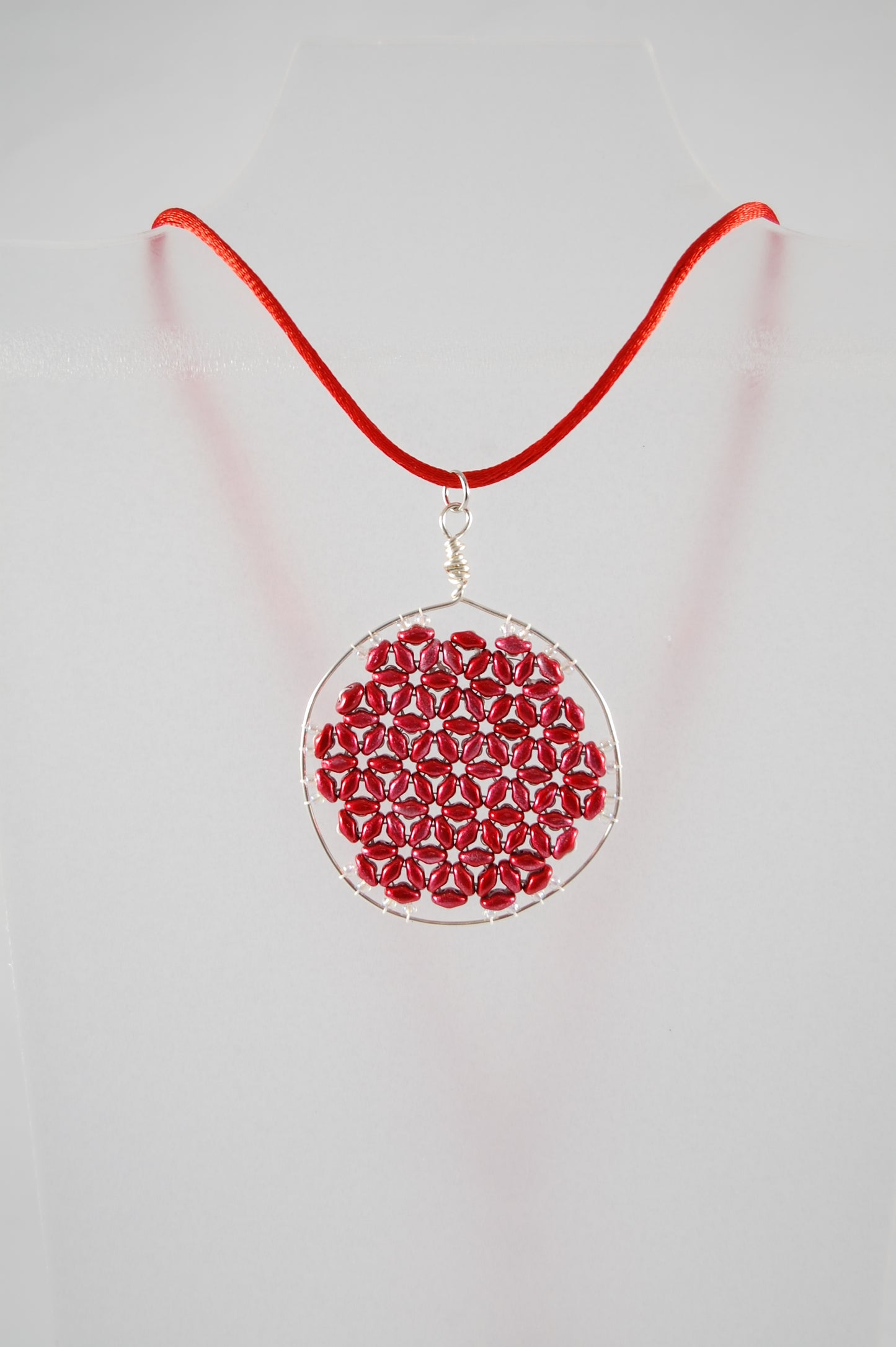 Crimson Flower of Life Pendant Necklace