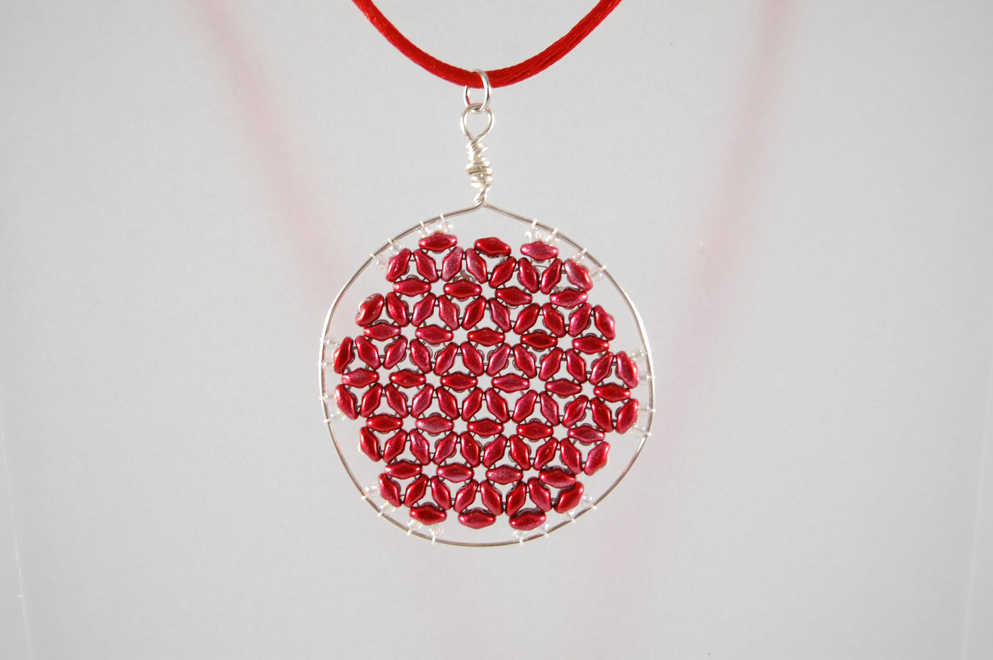 Crimson Flower of Life Pendant Necklace