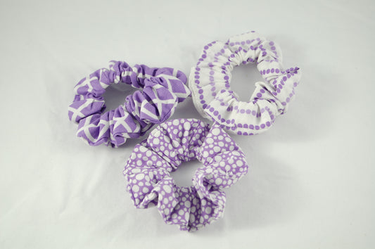 Handmade Lavender Cotton Scrunchie Trio