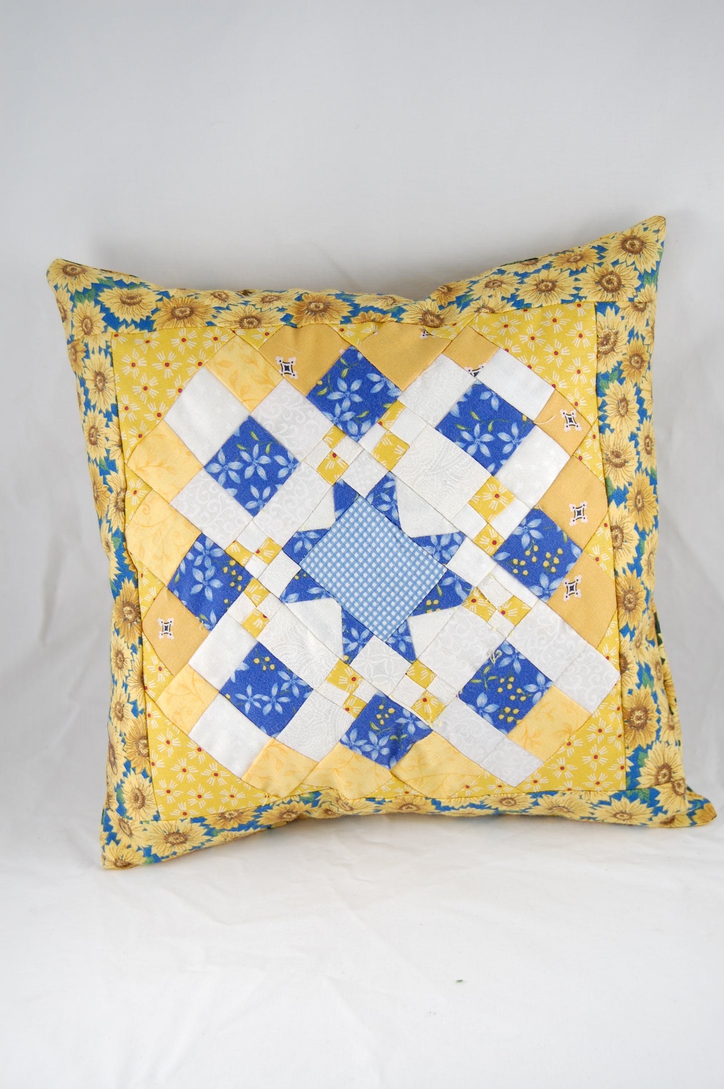 Handmade Sunflower Throw Pillow with Envelope Back
