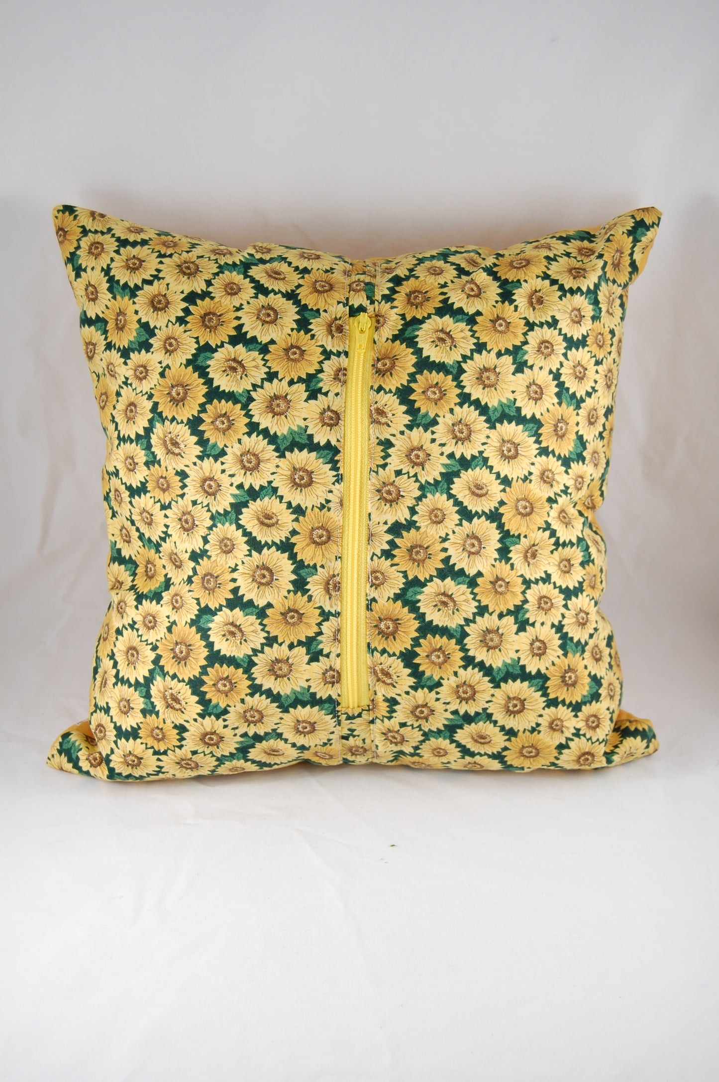 Handmade Sunflower Quilted Pillow Cover with Zipper Closure