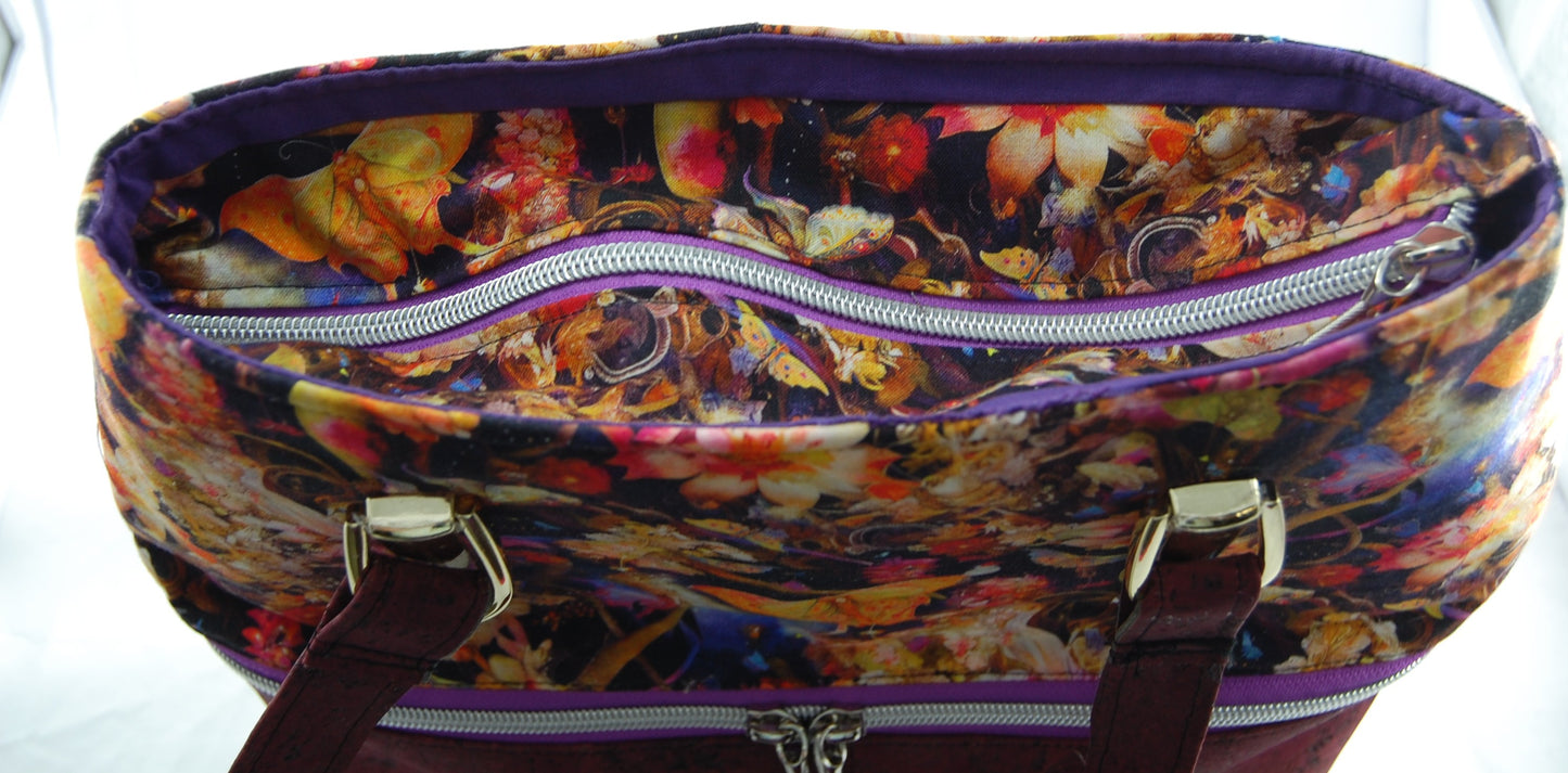 Midnight Garden Cork Handbag