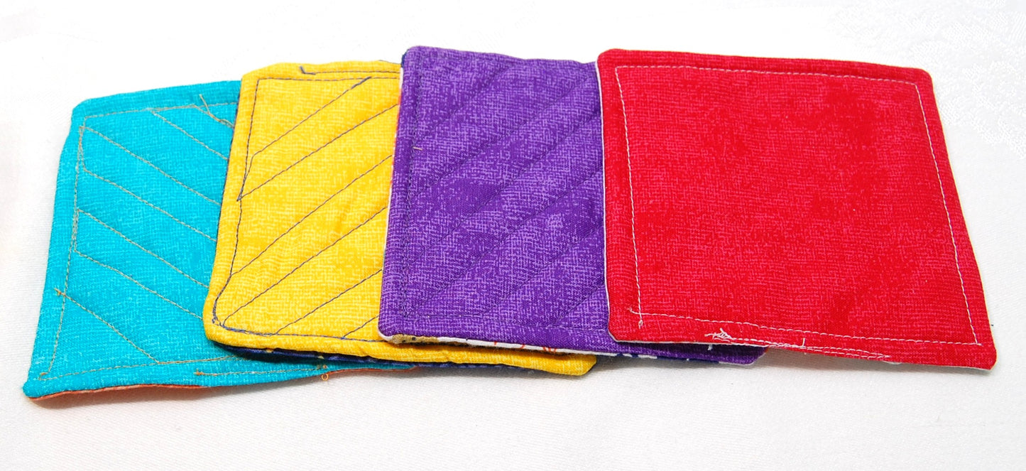 Floral Fabric Coasters Set of 4 | Reversible Mug Rugs | Handmade Coffee Bar Decor | Cottagecore Kitchen Gift