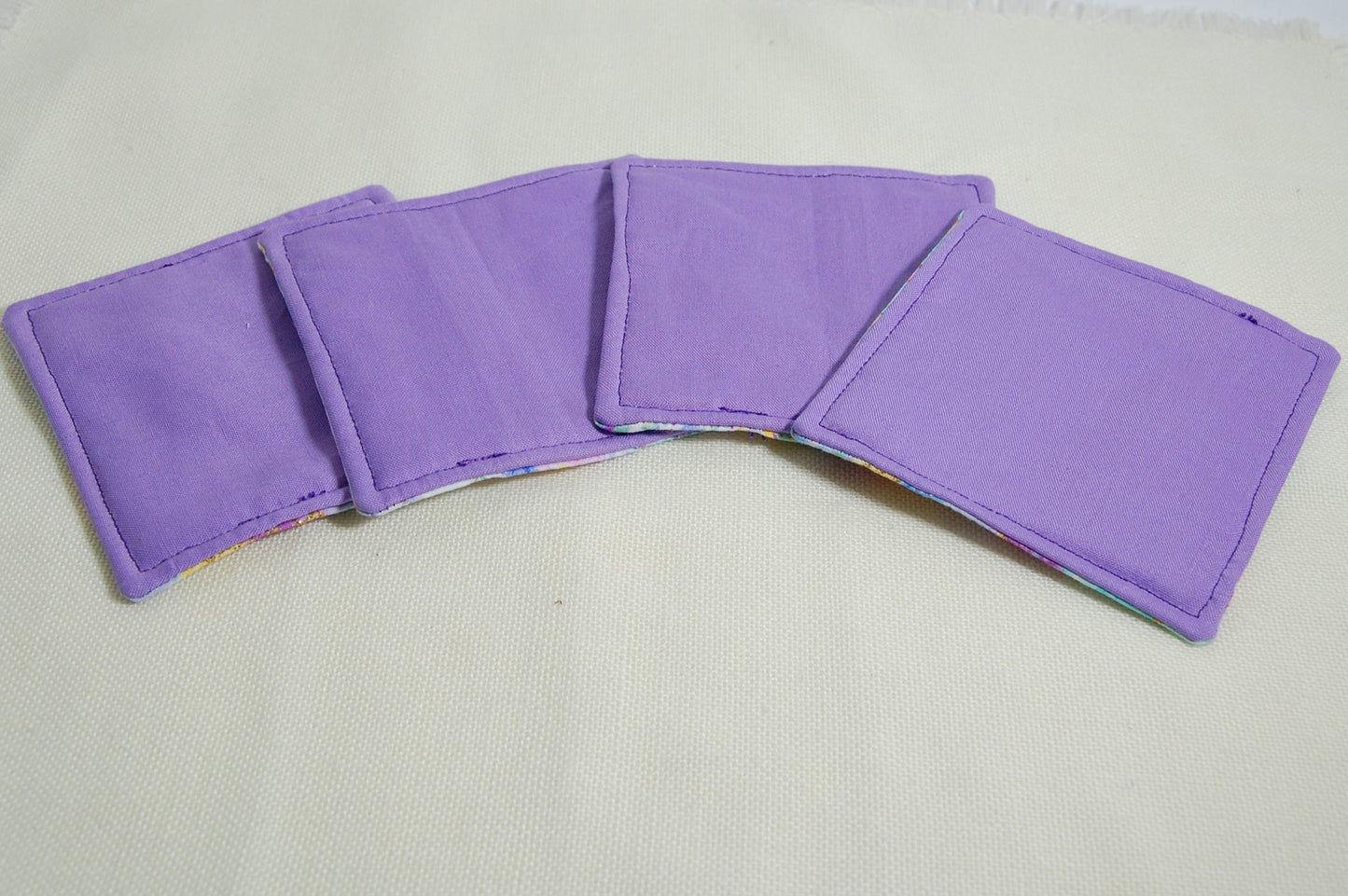 Lavender Floral Mug Rug Set – Handmade Fabric Coasters for Coffee & Tea