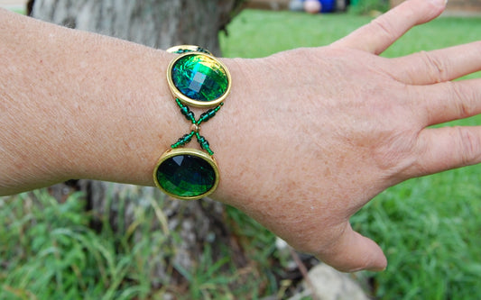 Emerald Faceted Statement Bracelet