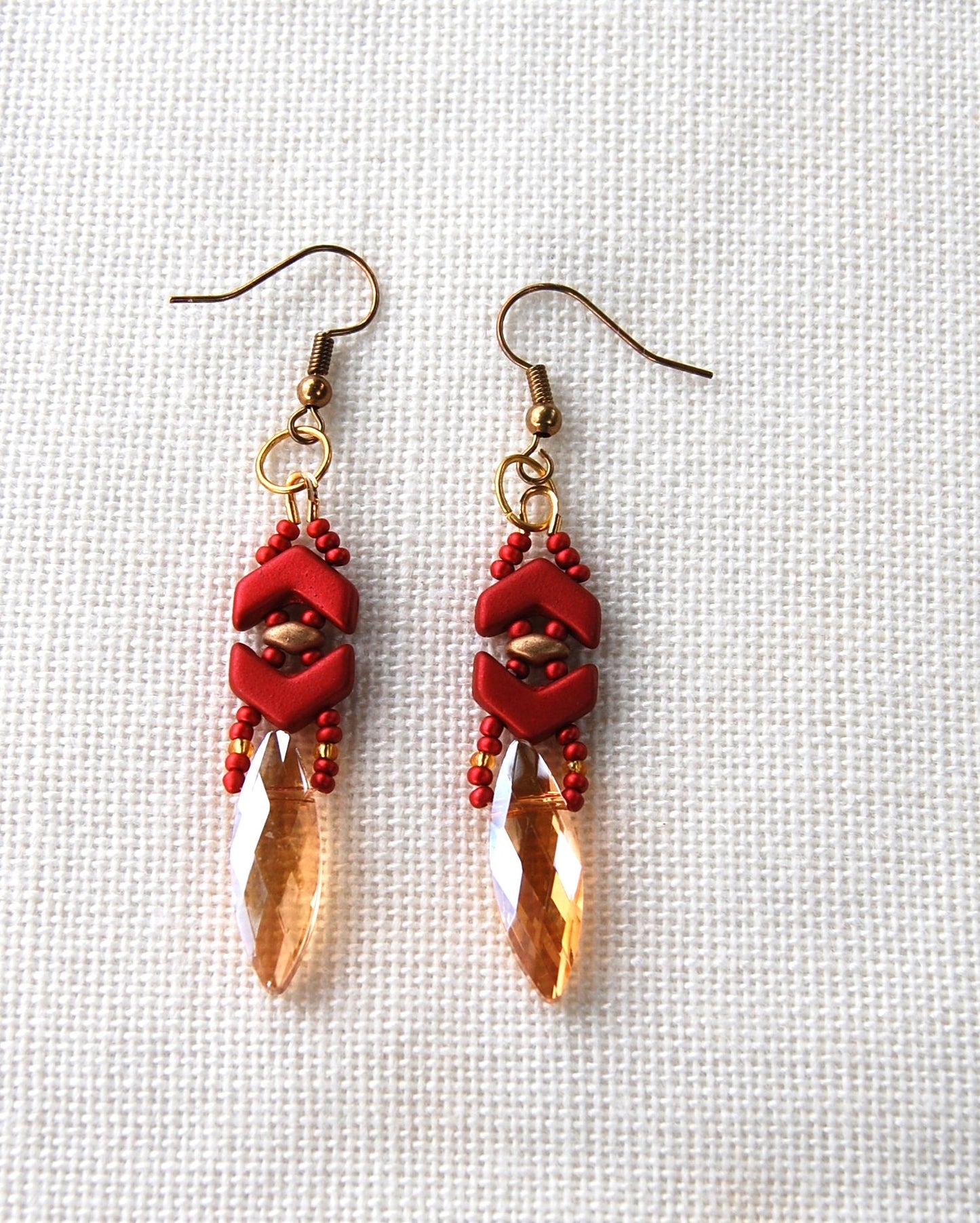 Red Crystal Statement Necklace and Earrings Set | Handmade Beaded Jewelry