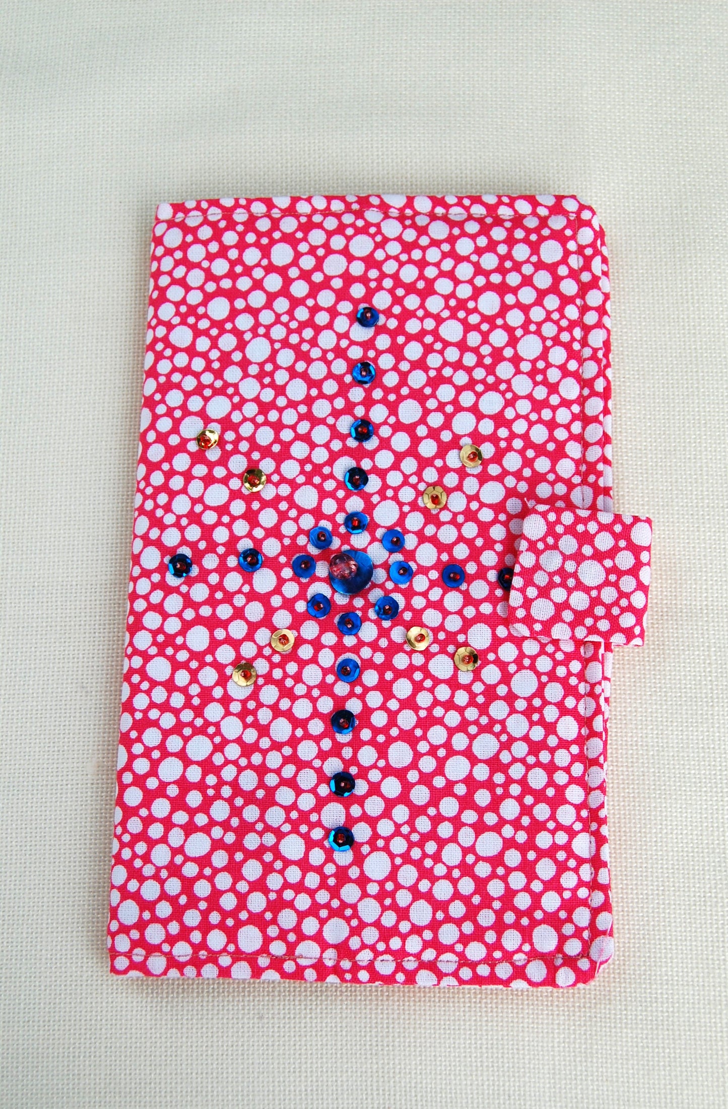 Hand Beaded Pink Pocket Planner Cover | Handmade Fabric Planner Cover