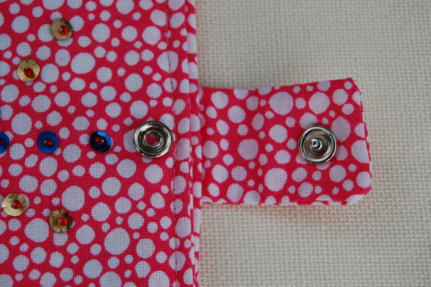 Hand Beaded Pink Pocket Planner Cover | Handmade Fabric Planner Cover