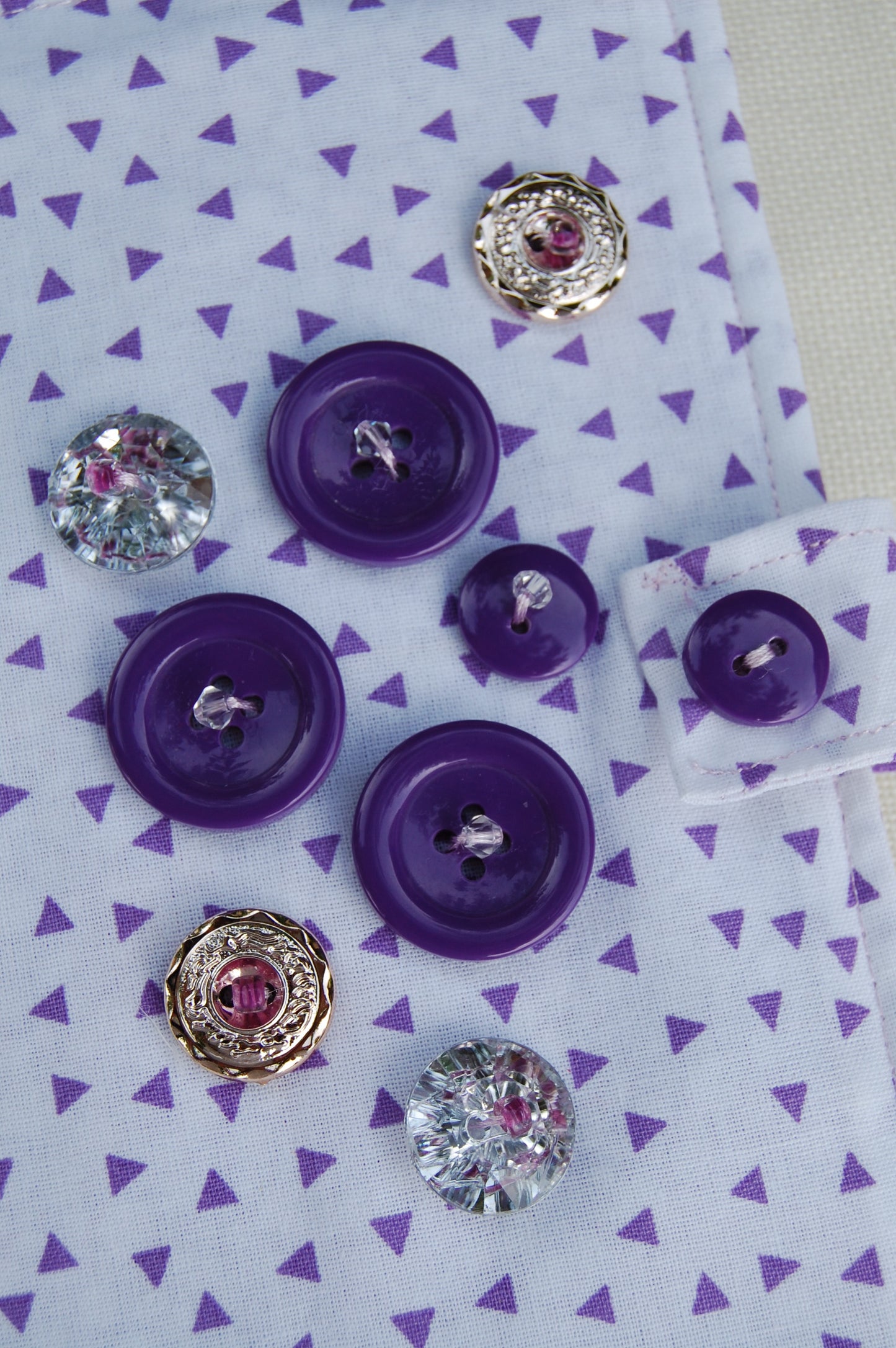 Purple Button Embellished Pocket Planner Cover | Handmade Fabric Planner Cover
