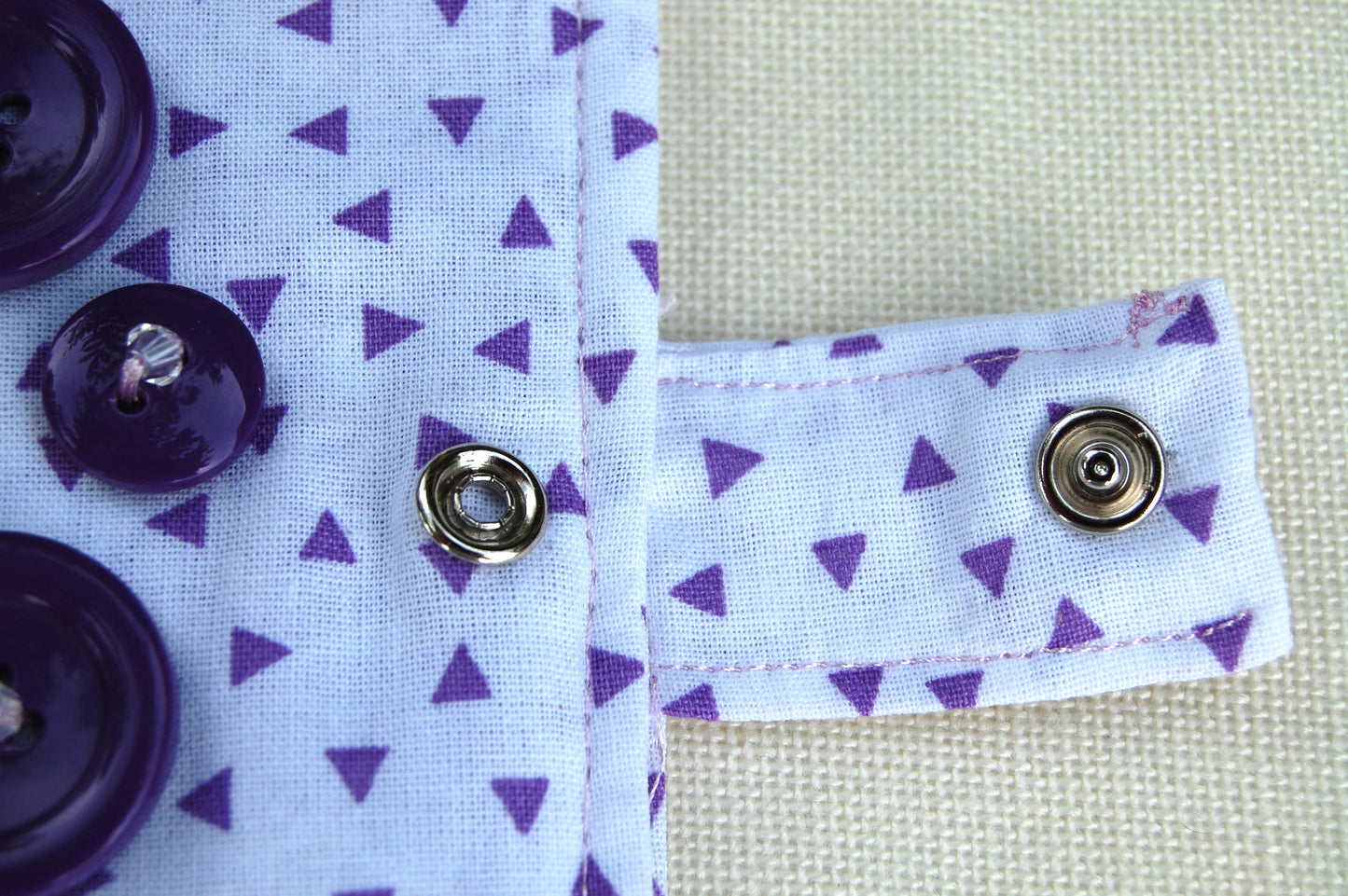 Purple Button Embellished Pocket Planner Cover | Handmade Fabric Planner Cover