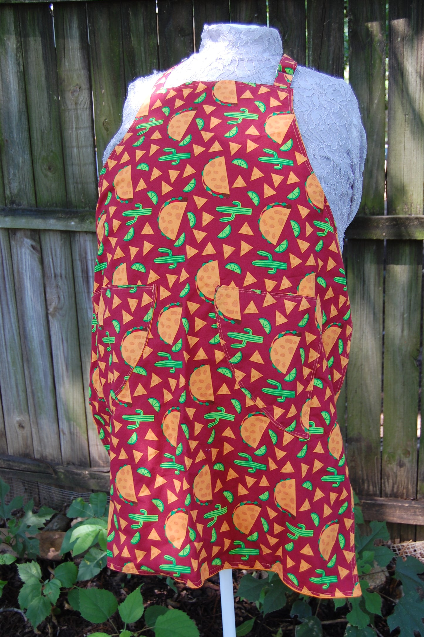 Handmade Taco Apron with Pockets | Taco Tuesday Kitchen Apron | Cooking & Grilling Gift for Taco Lovers