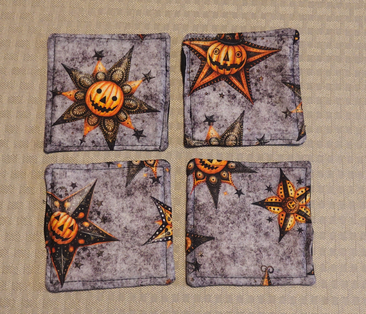 Rustic Pumpkin Quilted Coasters | Set of 4