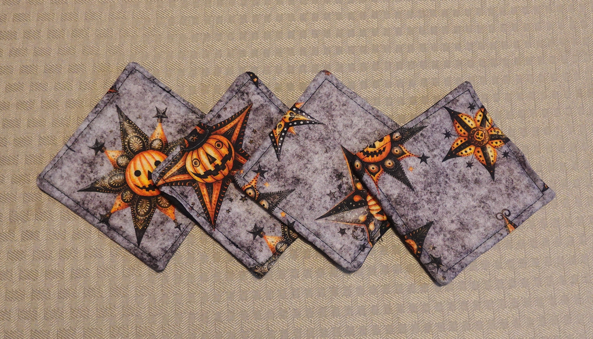 Rustic Pumpkin Quilted Coasters | Set of 4
