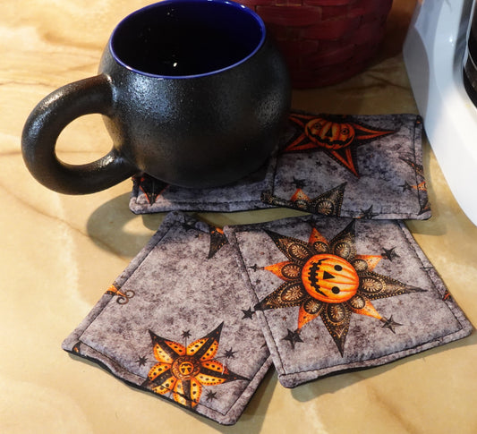 Rustic Pumpkin Quilted Coasters | Set of 4
