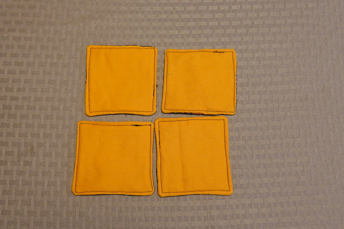 Jack-O'-Lantern Quilted Coasters | Handmade Fabric Coasters | Set of 4